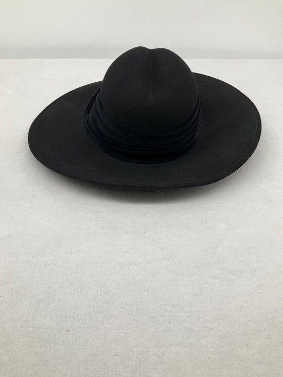 Whittall & Shon Vintage Black Felt Women\'s Hat: Wide-brim with strap main image 6